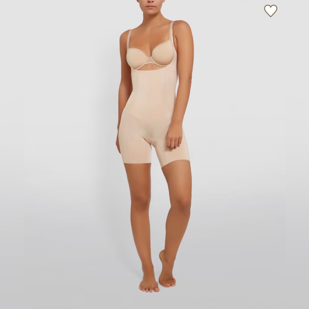 SPANX Light Nude High-Waist Shaping Bodyshort with Straps